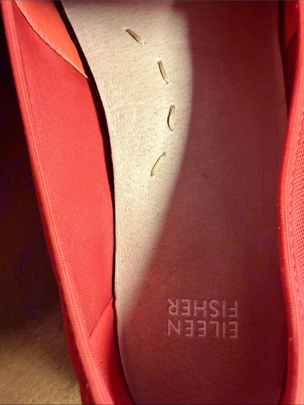 Eileen Fisher Women's Red Slip-On Leather and Mesh Flats Loafers Jute Espadrille